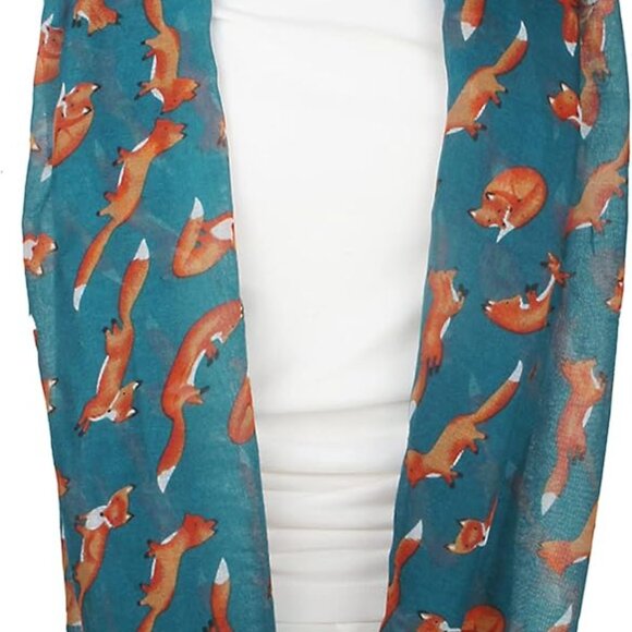 Fall Winter Soft Lightweight Fox Sheer Infinity Scarf for Women - Picture 5 of 5